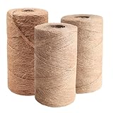 MENUY 300m Jute Schnur, 1/1.5/2mm Juteschnur, Paketband Schnur, Paketschnur Reißfest, Jutekordel für Bastelarbeiten, Geschenkverpackungen, Gartenarbeit und Bündelung
