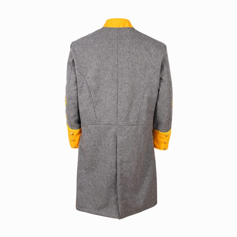 US Civil War Single Breast Gray Frock Coat with Solid Cuff & Collar - Braid 22