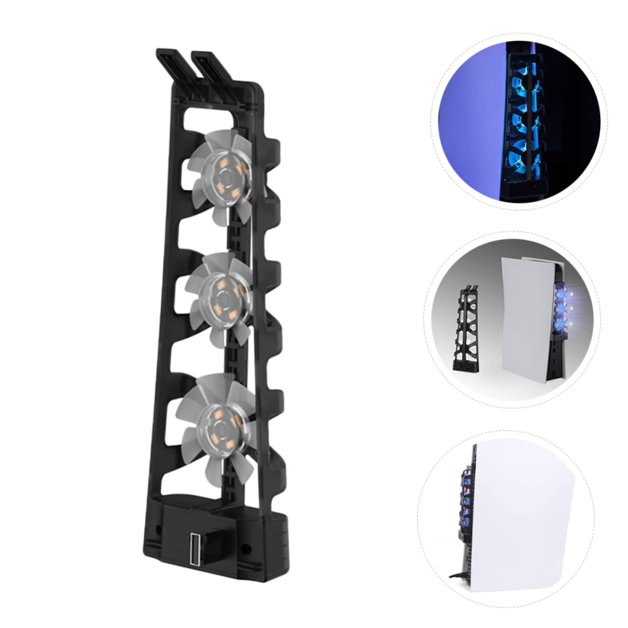Angoily 2 Pz consolle ventola di raffreddamento della macchina da gioco ricaricabile ventaglio ventilatore fan ventola di raffreddamento a LED ventola per console di gioco AbS Black