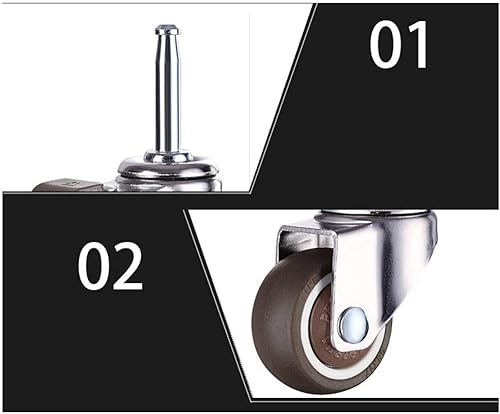 Miniatura 4 de TEMKIN Silentores de goma para cuna de bebé de 2 pulgadas, vástago M8 con freno, ruedas giratorias universales de Niture Trolley, alfombra de piso