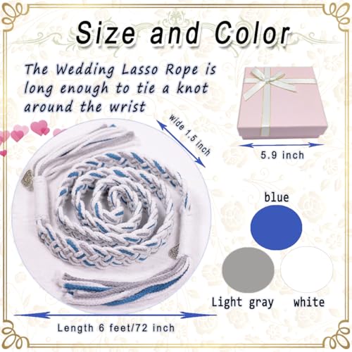 Handfasting Cord for Wedding Ceremony in Natural Cotton Wedding Lasso Rope Traditional Celtic Pattern Handmade (Sky Blue)2