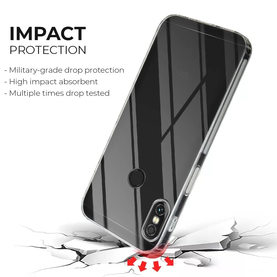 Image of JANAK RAJ 2mm Anti-Skid Dust Plug - Crystal Clear Transparent Back Case Cover Compatible with Xiaomi Redmi Note 5 Pro | Best Camera Protection | Inbuilt Slim Anti-Slip Grip | Ultra Slim - Clear