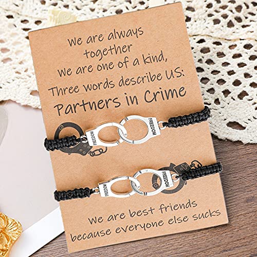 tenghong2021 Friendship Handcuff Bracelets Best Friend Birthday Gifts Matching Long Distance Bracelet for Teen Girls Sister…2