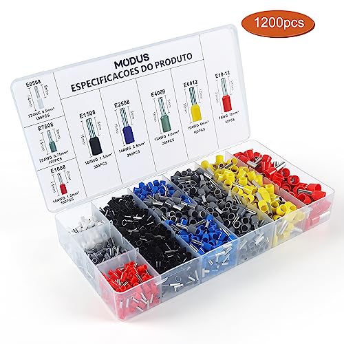 Kit de Alicates de Crimpagem 1200 peças de Terminais de Fios (0,25-10 mm²)