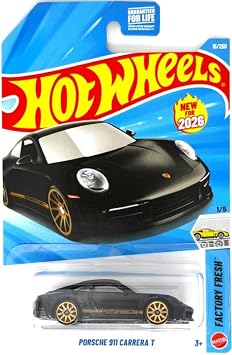 Hot Wheels Porsche 911 Carrera T [Black & Gold] Factory Fresh 1/5, 15/250 - New for 2026! 164 Scale Diecast Toy Vehicle