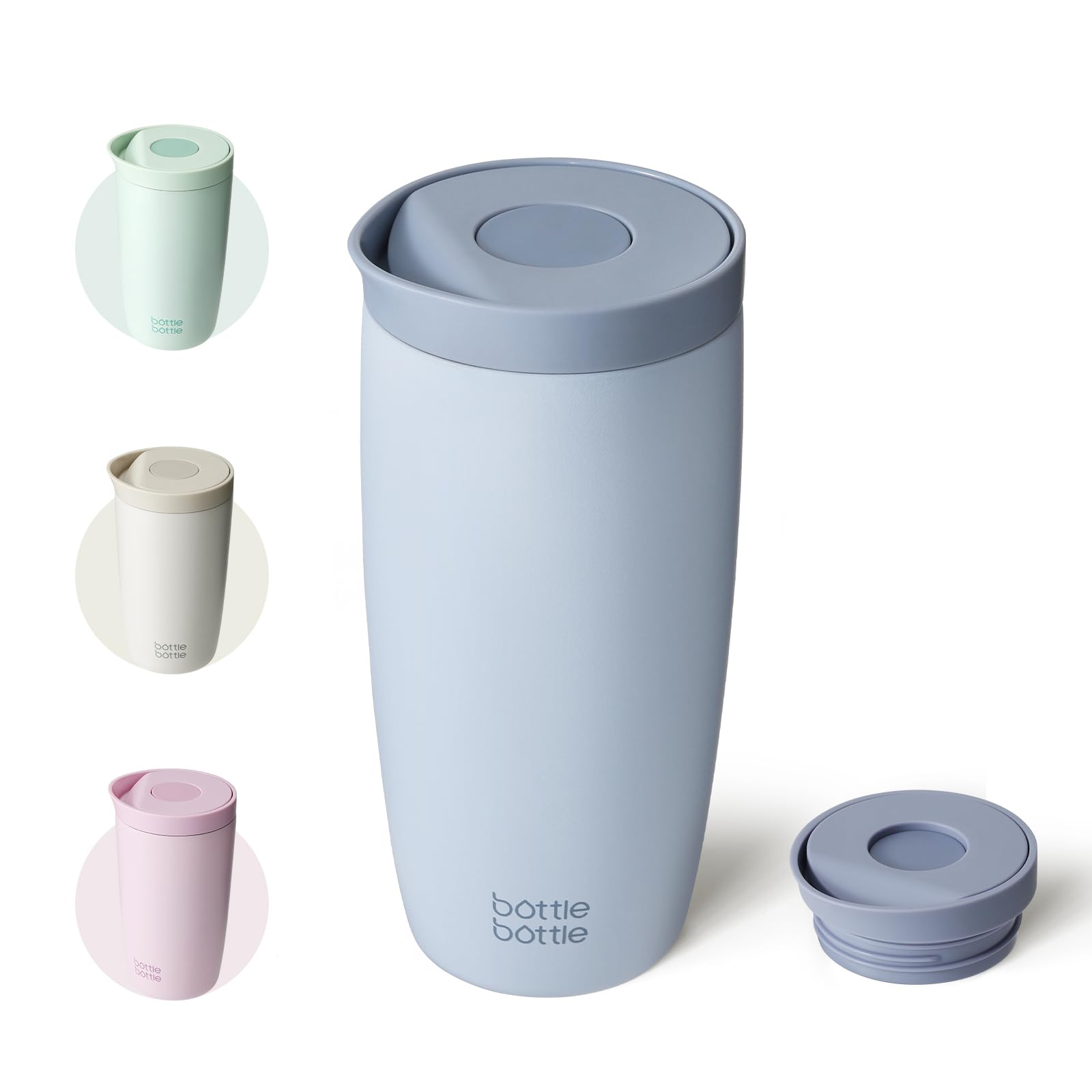 BOTTLE BOTTLE タンブラー 500ml ワンタッチ開閉 漏れ防止 真空断熱 サーモマグ コーヒー お茶用 保温保冷 ステンレス製 携帯マグ ボトル ブルー