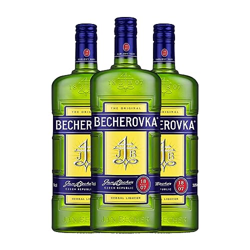 Licor de hierbas Becherovka Botella Misil 1 L (Caja de 3 Botella Misil de 1 L)