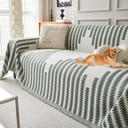Nnamiiko マルチカバー ソファー 北欧風 犬猫対策 爪とぎ防止 おしゃれ ソファカバー 1人 2人掛け 3人掛け 肘付き かけるだけ マルチカバー ベッドカバー 長方形 大判 フリンジ付き ソファーベッド ブランケット 保護カバー 高密度シェニール