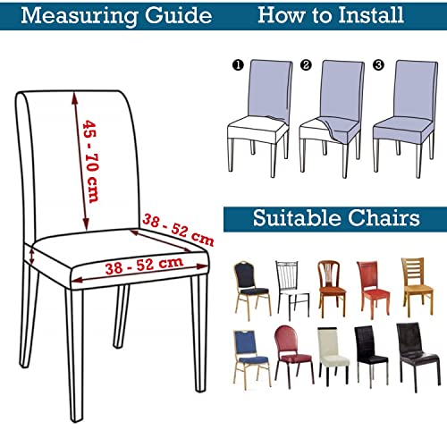 Image of HOKIPO Dining Chair Protector Cover Set Of 2 Elastic Slip Frill Covers (Ar-4091-D2*2, Beige)
