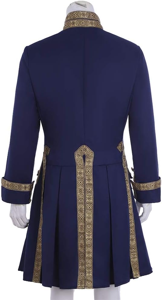 CosplayDiy Men's 18th Century Colonial Military Uniform Tailcoat Costume Medieval Victorian Men's Regency Outfit