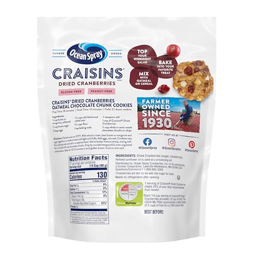 Image of Ocean Spray Craisins Original Dried Cranberries, Dried Fruit, 24 Oz Pouch (Pack of 8)