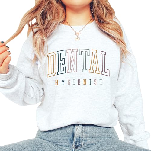 Dental Hygienist Colorful Sweatshirt, RDH Gift, Dental Hygiene Shirt, Dentist Office Employee Coworker Gifts, Dentistry Pullover, Unisex Crewneck Sweatshirt Sand