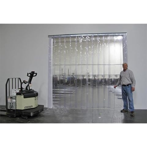 Strivide - Strip Door Curtain Kit - Complete PVC Strip Door - Clear Pre Punched Vinyl Strips - Universal Mount Hanger - Plastic Strip Door - NSF USDA Approved Cover