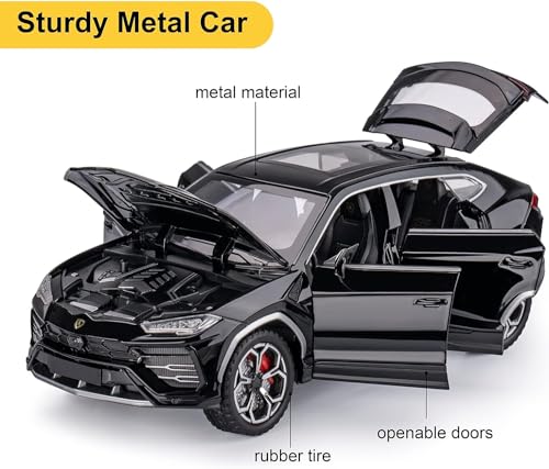 Image of Toy Cars for Boys Lambo Urus Car Toys for 3 4 5 6 7 8 Year Old Boy Metal Cars for Kids Diecast Model Cars with Light and Sound Birthday Gifts (Black)