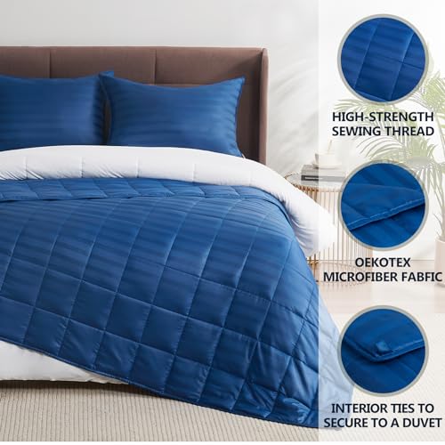Image of anfie Weighted Blanket (40 inchx60 inch 7lbs) Weighted Blanket Cooling Blanket for Sleeping,Throw Size Breathable Blanket with Premium Glass Bead(Navy Blue)
