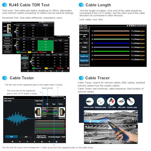 Image of Optical Fiber Tester, WANLUTECH 1310 /1550nm 28 /26dB 7 inches Touchscreen OTDR Tester Built-in VFL OPM LS(Light Source) Event Map OLT (Optical Loss Test) Functions RJ45 Cable Tester Network Tools