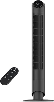 hykolity 40 Tower Fan for Bedroom, 90 Oscillating Standing Fan, 28dB Ultra Quiet, 26ft/s Velocity Bladeless Floor Fan with 3 Speeds & 4 Modes, 12H Timer for Living Room, Home, Office, Black