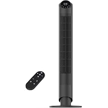 hykolity 40'' Tower Fan for Bedroom, 90&deg; Oscillating Standing Fan, 28dB Ultra Quiet, 26ft/s Velocity Bladeless Floor Fan with 3 Speeds &amp; 4 Modes, 12H Timer for Living Room, Home, Office, Black