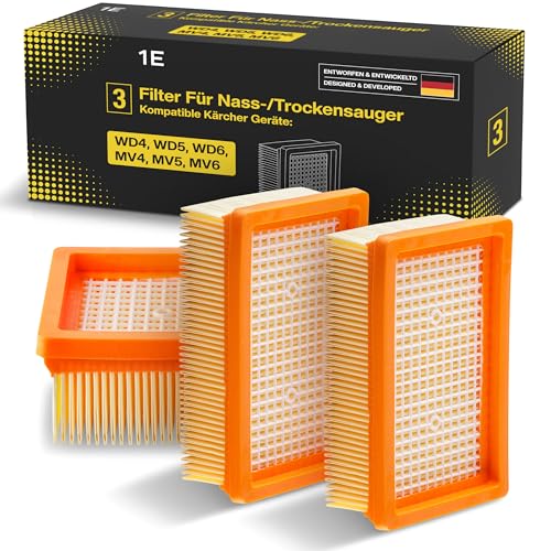 3 Filter für Kärcher Staubsauger [WD4, WD5, WD6 / MV4, MV5, MV6] – 3 Flachfaltenfilter gegen Feinstaub & Gerüche – ersetzt 2.863-005.0 & KFI 4410 – für Allergiker [WD 4 5 6 MV]