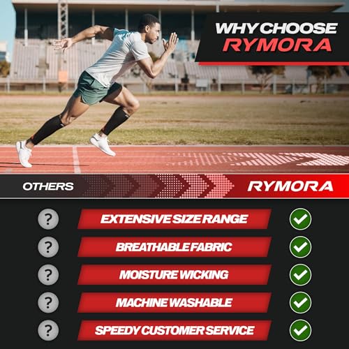 Rymora Calf Compression Sleeves Men Women - Leg Compression Sleeve Footless Socks - Shin Splint Relief Fitness Running