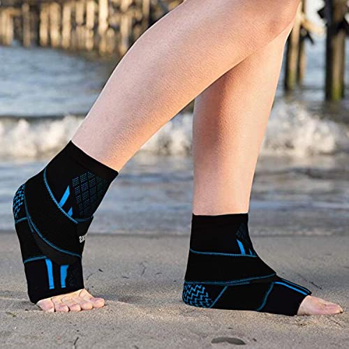 Image of serveuttam Nylon, Ankle Support Brace Adjustable Sleeves - Running Compression Foot Brace For Men Women | Ankle Binder Pain Relief For Ankle Sprained (Maroon) (Blue, S)