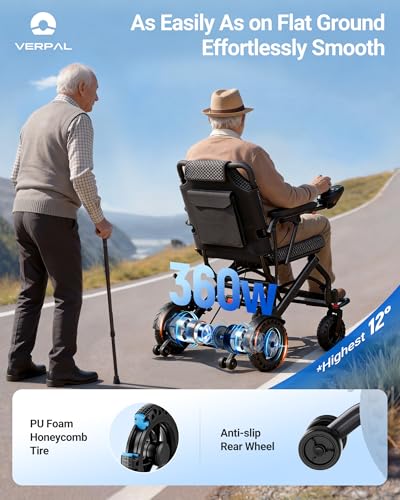 Image of 34lbs Lightweight Electric Wheelchair, Foldable Electric Wheelchair for Adults, Seniors, 360W Dual Motor Power Wheelchair 12.5 Miles for Travel, Park Hospital, 220 lbs Capacity-6Ah 18.5 inch Seat