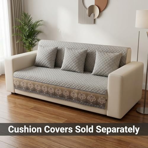 Image of KINGLY Sofa Cover 2 Seater Fully Covered | Stretchable Anti-Slip Slipcover | Washable Furniture Protector | Warm Grey | Seat & Back | Set of 2Pc