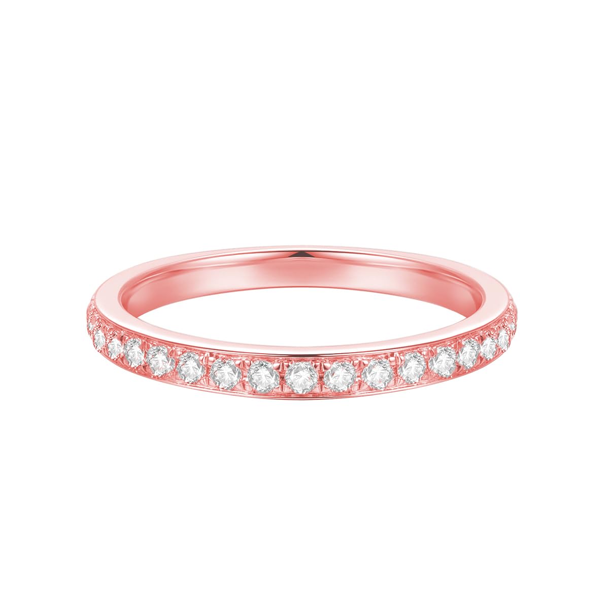 14K Gold 2mm Channel Set Moissanite Stackable Band
