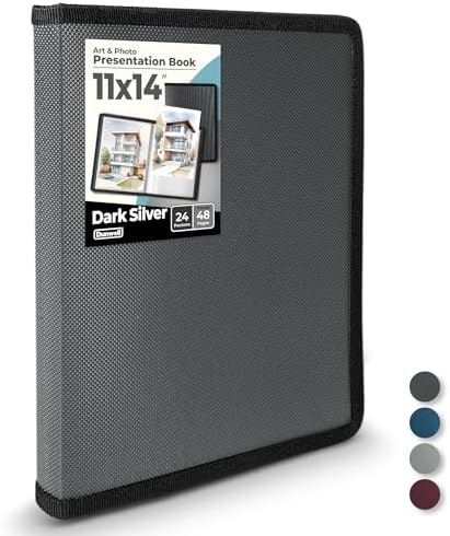 Dunwell 11×14 Art Portfolio Binder, Large Portfolio Folder for Artwork Displays 48 Pages, 11 x 14 Presentation Folder with Plastic Sleeves, Portfolio Binder Organizer, Artwork Storage