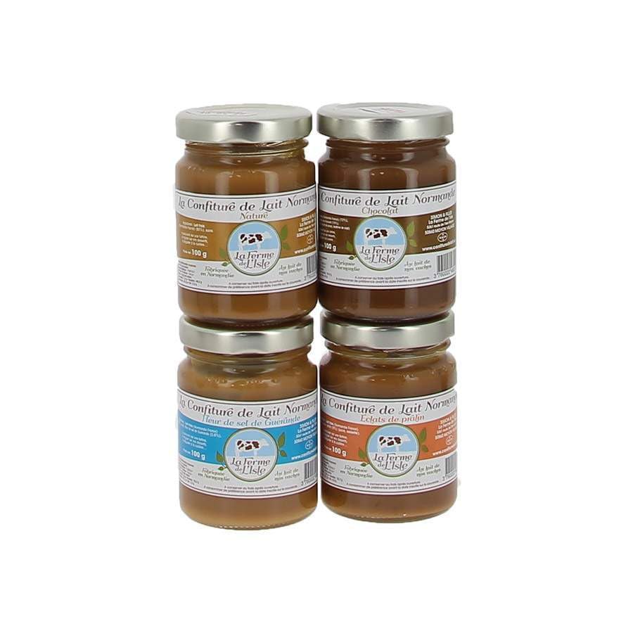Lot de confitures de lait Ferme de l'Isle - 4 pots de 100g - 4 saveurs différentes - Produits-Normandie