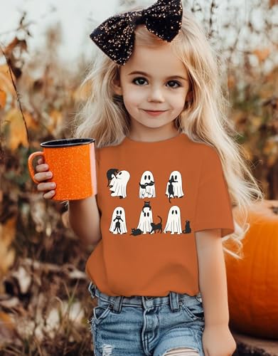 Ghost Cat Halloween Toddler T-Shirts Cute Spooky Season Graphic Tee Tops Black Cats Lover Clothes4