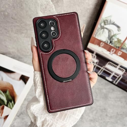 Étui en cuir Galaxy A31 bordeaux antichoc avec support anneau pliable