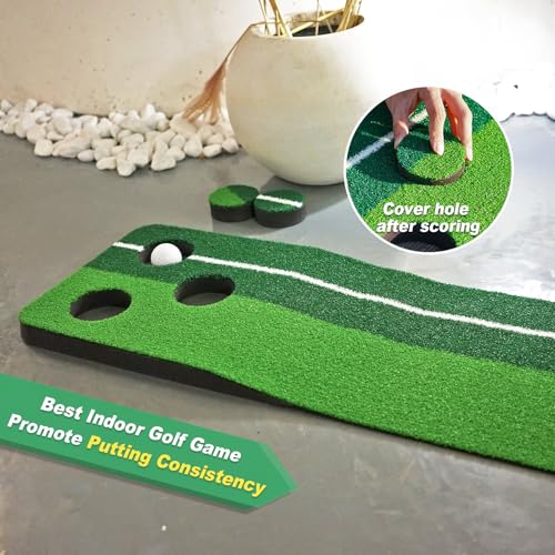 Image of SENSECLUB Indoor Putting Green, Foldable Putting Mat Golf Game Set, Golf Gifts for Men - 1x8.5 Ft