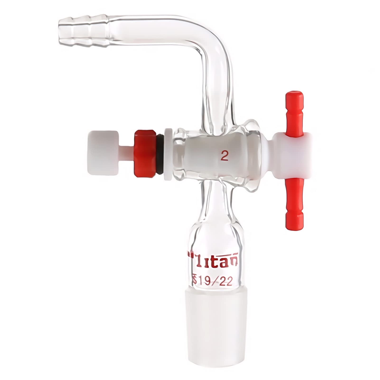 Adaptateur de contrôle sous vide en verre 19/22 à robinet d'arrêt PTFE pour flux constant