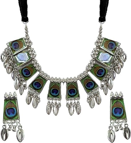 Designer Ethnic Indian Oxidized Fashion Handmade Statement Tribal Beads Long Necklace Earrings Set..
