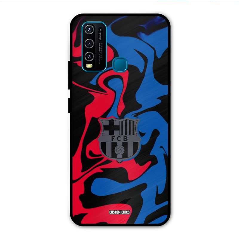 Image of PrintShield FC Barcelona Comic Back Cover for Vivo Y50, Shockproof Printed Phone Case with Soft TPU Sides & Anti-Slip Grip