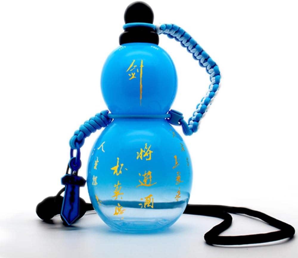 Jinberry 800ml/27oz Gourd Water Bottle with Shoulder Strap Set Leakproof Portable Gourd Drinking Bottle Flask Sport Jug Drinkware for Gym Outdoor Climbing Tour or Camping