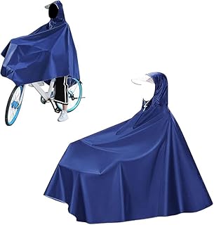 Luckwaii Waterproof Cycling Rain Poncho Bicycle Rain Jacket Bicycle Helmet Rain Cover Reusable Portable Unisex Rain Jacket with Hood Bicycle for Bicycles, Mountain Bikes, Electric Bicycles, blue