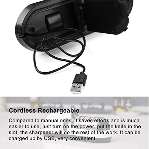 Warsun Electric Knife Sharpener, Professional Tool for Kitchen Knife, Rechargeable Knife Sharpener, Fine/Crude Modes, Non-slip Design - Thumbnail 2