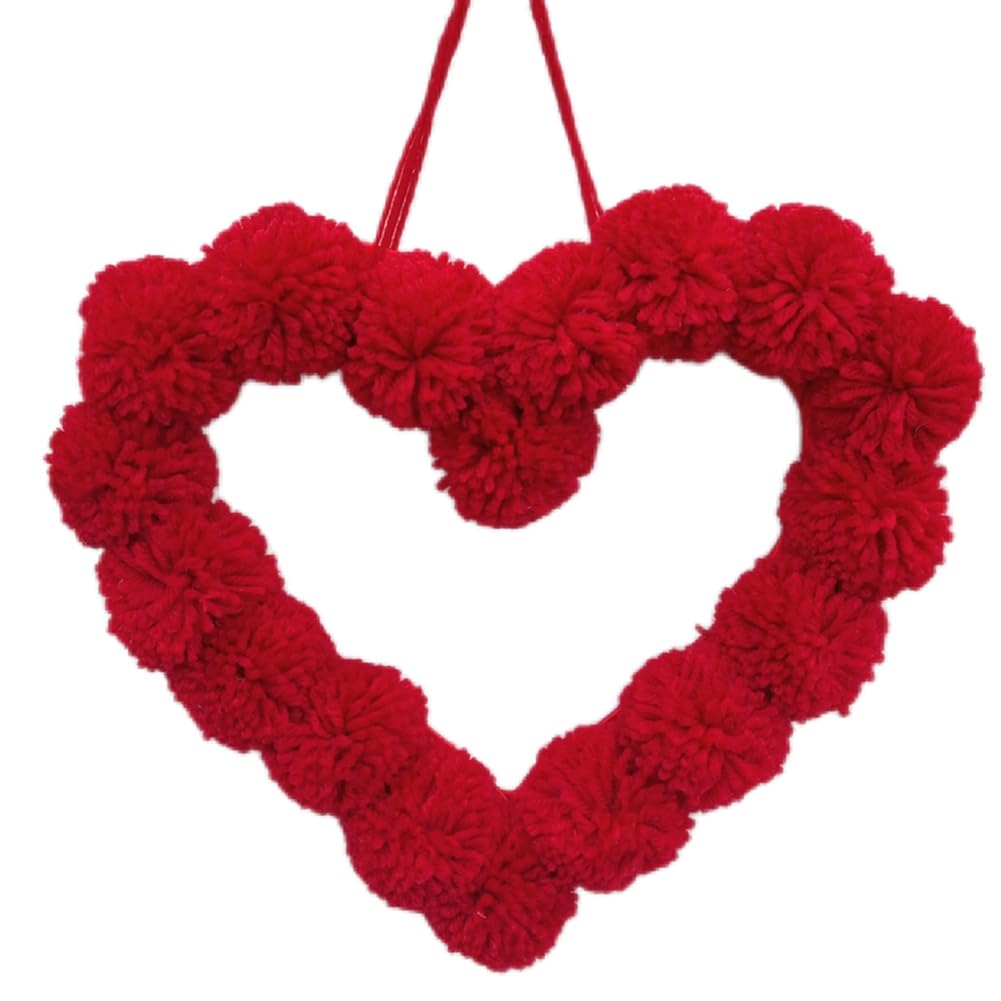 UDSKNV[KSL Valentine' S Day Decorations, Plush Heart Pom-Pom Wreath Suitable for Proposals and Children' S Room