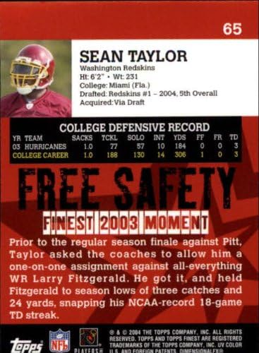 2004 Finest #65 Sean Taylor RC