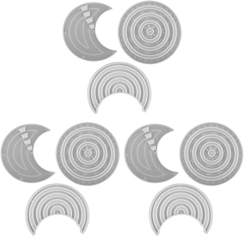 COHEALI Moldes de resina, moldes redondos de silicona, 9 piezas, calendario de fase lunar, calendario colgante, calendario circular, giratorio,