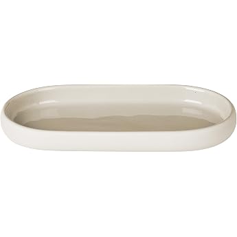 Blomus Sono H 2.5 x 10 x 19 cm, Moonbeam, Ceramic and Silicone Tray, 69060
