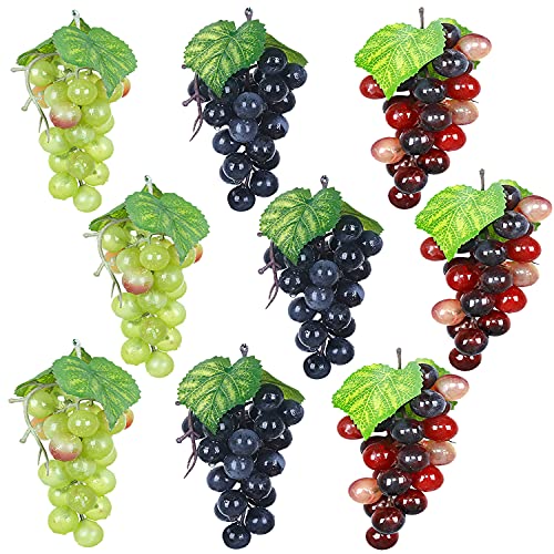 Outgeek Artificial Grapes, Artificial Grapes Mini Grape Clusters Rubber Fake Grape Bundles Decorative Grapes Hanging Ornaments For Vintage Wedding Favor Fruit Wine Decor Faux Fruit Props (9 Pack) #TOP1