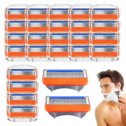 24 PCS Fusion 5 Cuchillas de Afeitar, Fusion 5 Cuchillas de Afeitar Hombre,Fusion 5 Proglide Afeitar Recambios,Afeitado Preciso y Cómodo,Ideales para Uso Diario.
