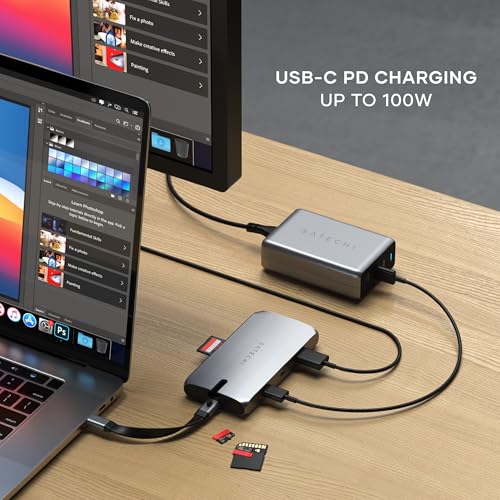 SATECHI Docking Station 9-in-1 hub USB-C, Adattatore multiporta: HDMI 4K 60Hz, PD 100W, dati, 2 USB-A, Ethernet, Micro/SD, VGA. Compatibile MacBook & Windows – Grigio Siderale - Hub USB - Immagine 3