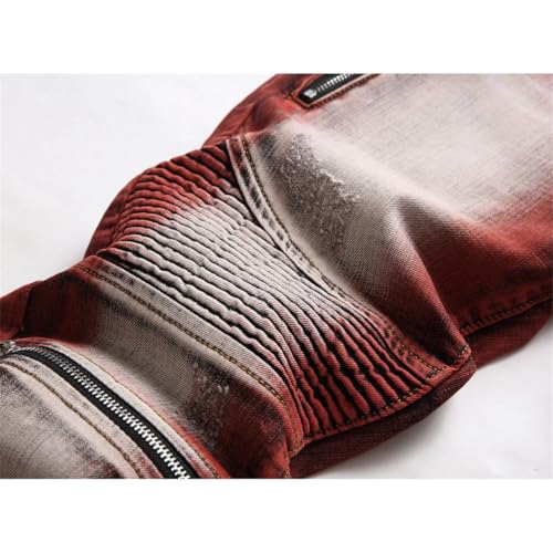 Men's Motorcycle Style Stretch Hole Beggar Street Tie Dye Gradient Color Personality Jeans2