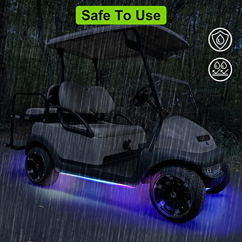 Golf Cart Underglow Led Light Strip Kit, 4Pcs Expandable, Million Color Led Accent Neon Lighting Kit For Ezgo Yamaha Club Car - Fits Electric & Gas Golf Carts - Water Resistant Flexible Tubes #TOP5