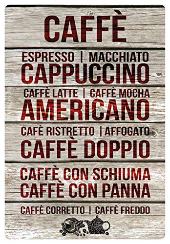 Tin Sign 20 x 30 cm Curved Cafe Bar Blackboard Coffee Varieties Vintage Decorative Gift Sign Bistro