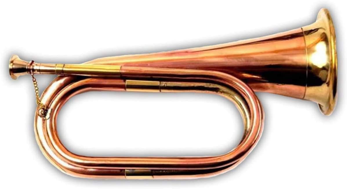 Brass and Copper Blowing Bugle| US Military Signal Horn Cavalry Horn|